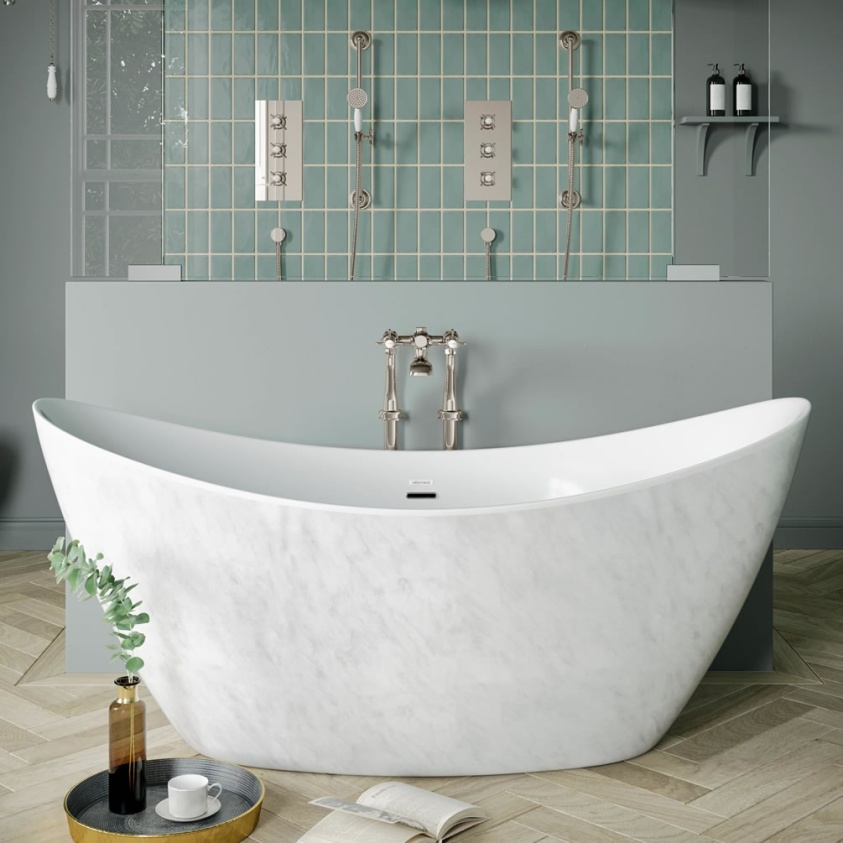 Heritage Wenlock Marble Effect Double Ended Freestanding Bath - Lifestyle